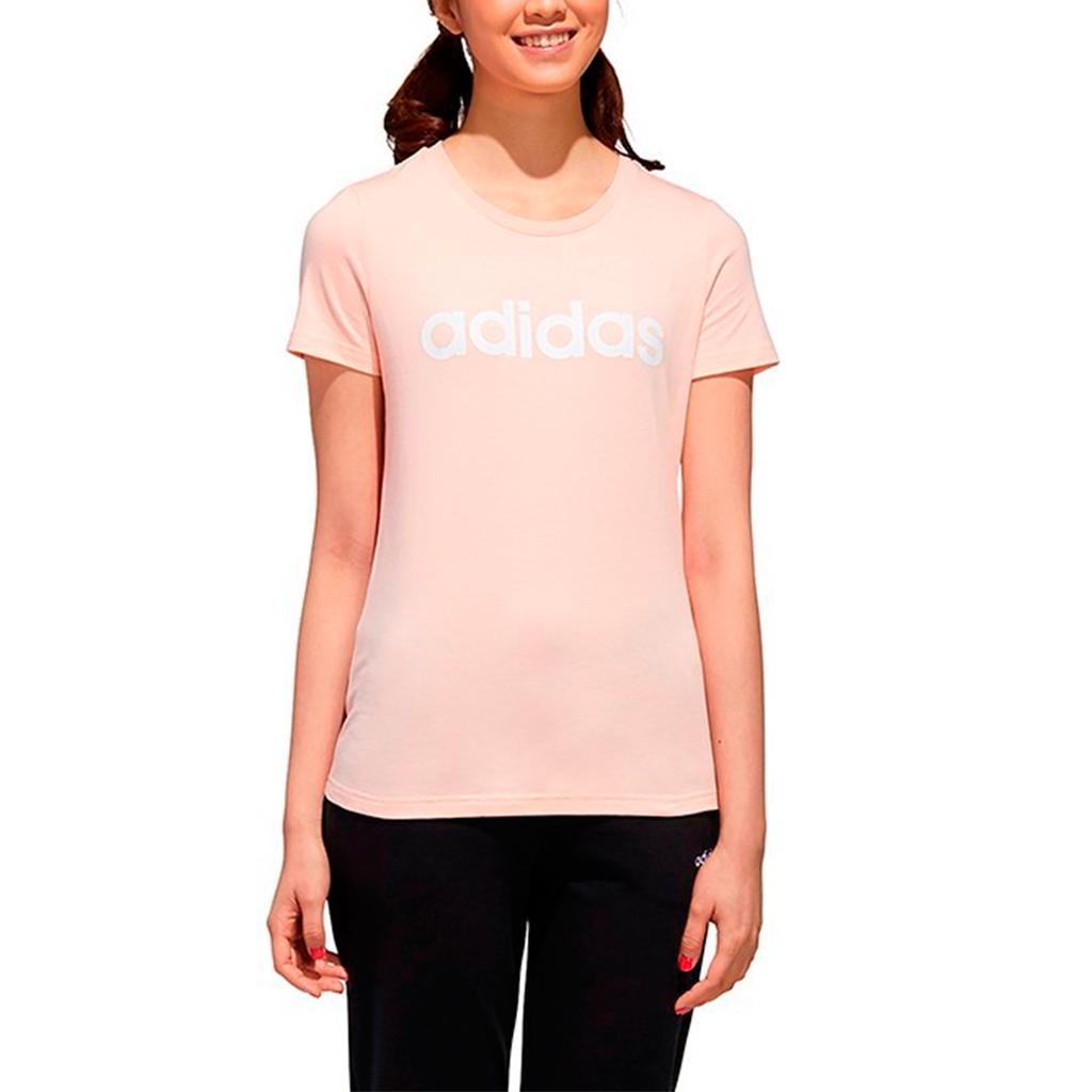 adidas Neo Letter Print Casual Sports Round Neck T-Shirt Women Tops Pink GJ7931