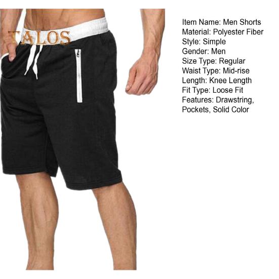 Pantaloni scurți pentru bărbați, cu talie elastică, cu șnur ajustabil, pantaloni scurți sport casual, culoare solidă, cu design de buzunar, pantaloni scurți de fitness