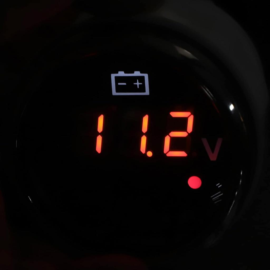 Marine LED Voltmeter, 2 Zoll 316 Edelstahl Batteriewechselspannungsanzeige LED Digitalanzeige IP67 Smart Alarm Universell für Auto Boot Auto, Rotes Warnlicht