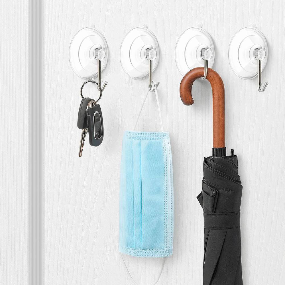 15Pcs Multifunctional PVC Suction Cup Hooks Traceless Transparent Towel Storage Rack Removable Reusable Wall Hook Bathroom