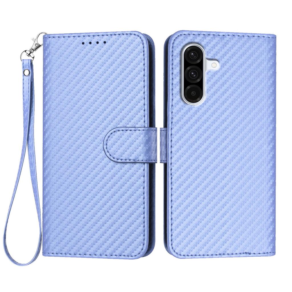 For Samsung Galaxy A36 5G Wallet Case with Strap Carbon Fiber Texture Leather Mobile Cover