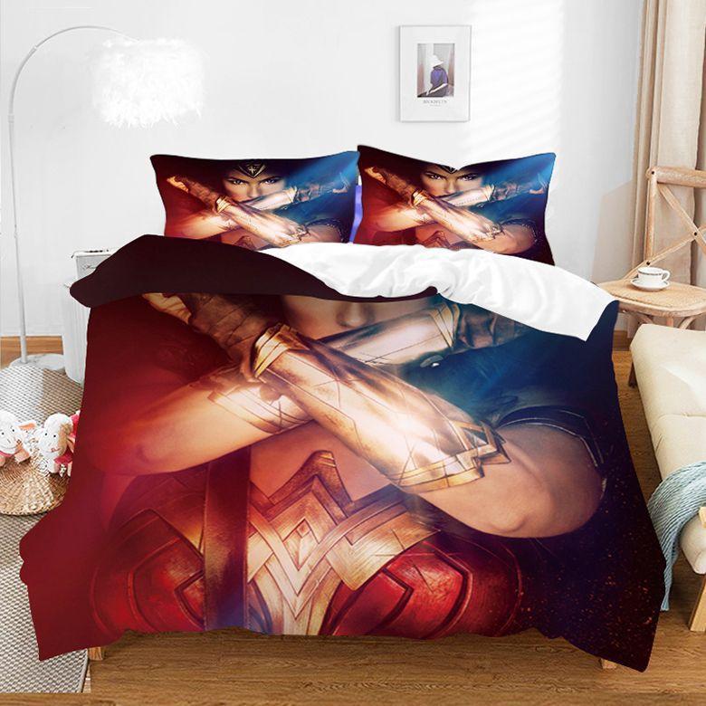 Wonder Woman Digital Printing Quilt Cover Pillowcase Three-Piece Living Bedding