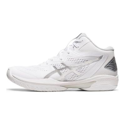 Sapatos de Basquetebol Cano Médio Versátil da Moda Gel-Hoop V15 Tênis Masculinos Branco Prata 1063A063-100