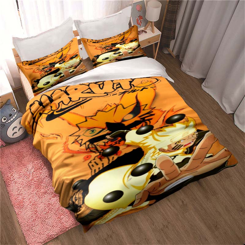 Uzumaki Naruto Japanese Manga Print Bedding Set – Duvet Cover Set – A Luxurious Gift for Teens, Suitable for Double/Single Beds