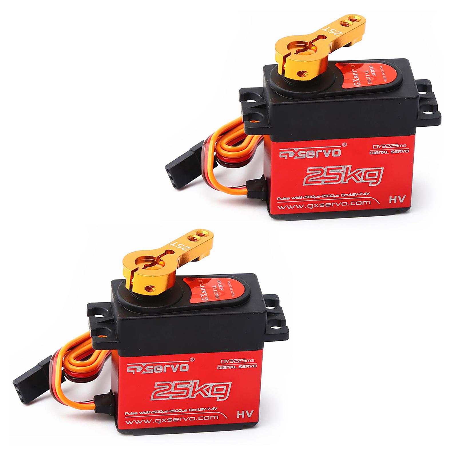 

QY3225 25KG Metal Gear High Torque Waterproof Digital Servo for 1/10 1/12 RC Car Traxxas HSP Car Boat Helicopter Robot Airplane 2pcs червоний/чорний