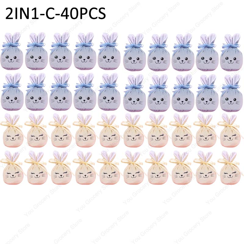 Ears Lucky Bag Easter Gift Bag Rabbit Smiling Face Hot Stamping Craft Wedding Candy Bag Wedding Candy Box Party