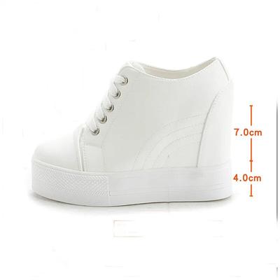 Spring Summer Flat Platform Shoes Women Fashion Sneakers Low-tops 11cm Height Increasing Ladies Brand Black White