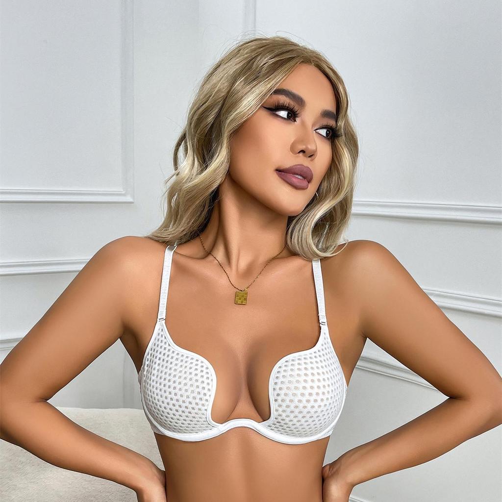 U-Shaped Leopard Print Backless Lingerie: Enhances Cleavage, Supports & Lifts, Large Size