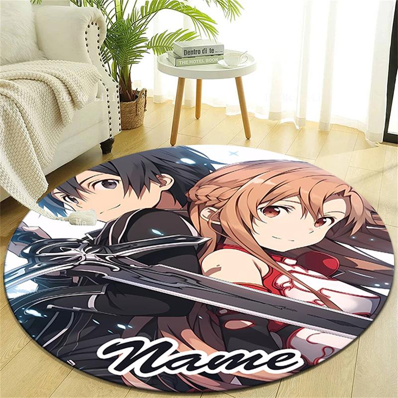 Personalized S-Sword Art Online Round Chair Office Rug - Perfect for Mat, Office Chair & More - Ideal Gift for Birthdays and Holidays