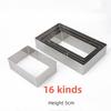 5cm Height Rectangle Thick 304 Stainless Steel Mousse Ring Tiramisu Cake Mold Cheese Fondant Baking Tool Household DIY Bakeware