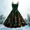 Women's Fashion Christmas Printed Sexy Strapless Gothic Cocktail Dress Punk, Vintage Dress.