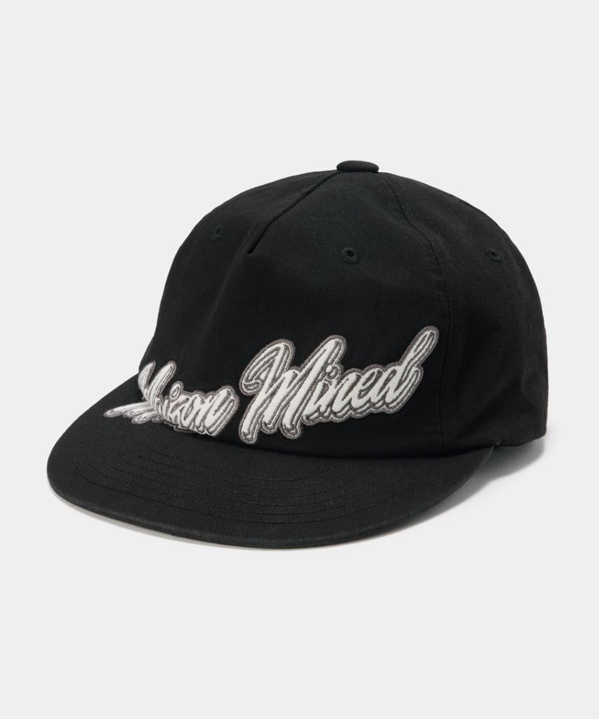 MAISON MINED Script Type Applique Ball Cap Black