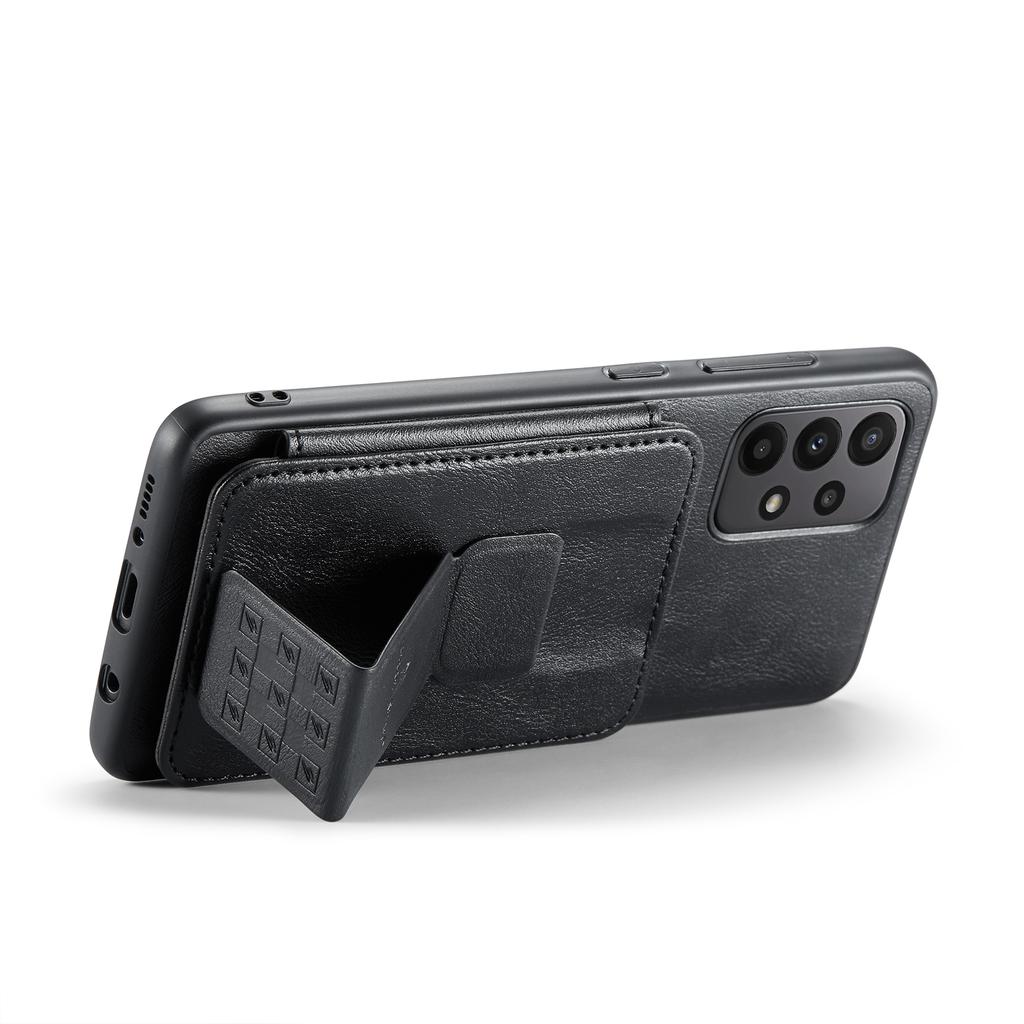 For Samsung Galaxy A23 4G Case Leather+TPU Phone Cover Built-in Magnetic Holder Metal Sheet