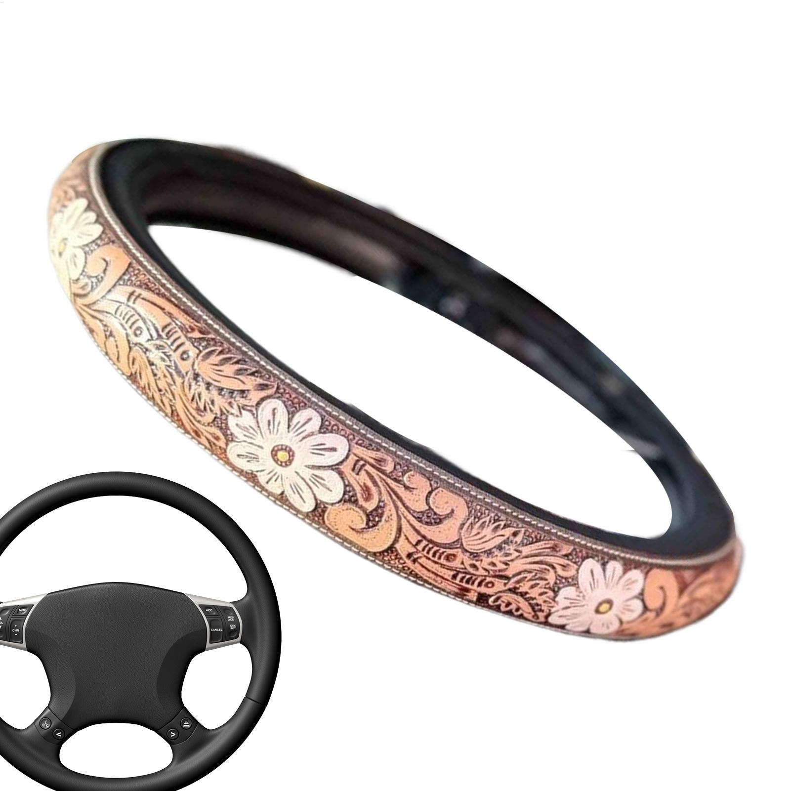 Steering Wheel Cover Leather Interior Accessory Cowboy Decor Wear-Resistant Breathable Steering Wheel Cover For Car Truck SUV