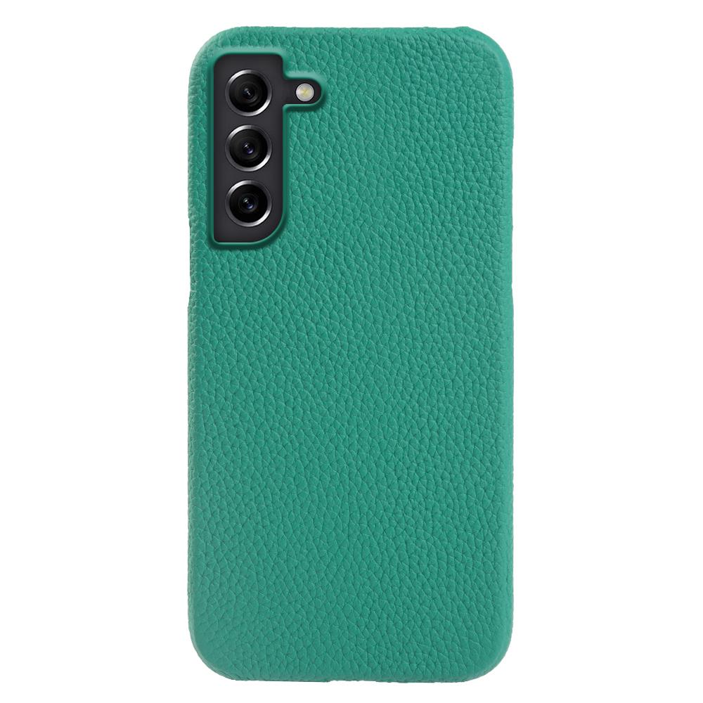 For Samsung Galaxy S21 FE 5G Litchi Texture Magnetic Case Genuine Cow Leather Coated PC Shockproof Phone Cover