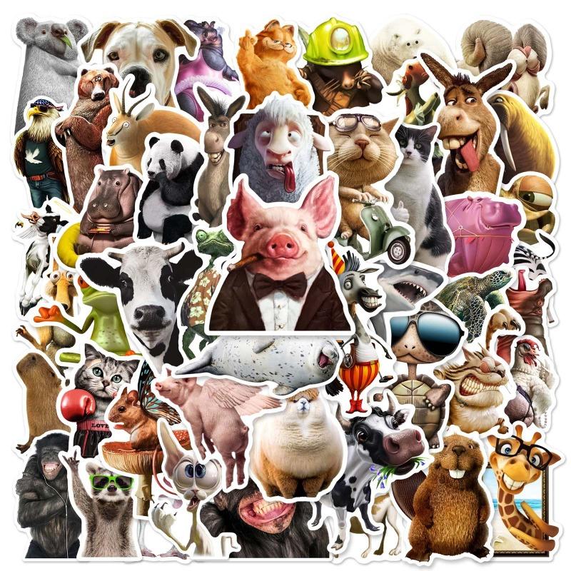 

50pcs Funny Zoo Jungle Animals Stickers for DIY Scrapbook Water Bottle Phone Laptop Guitar Teaching Toy