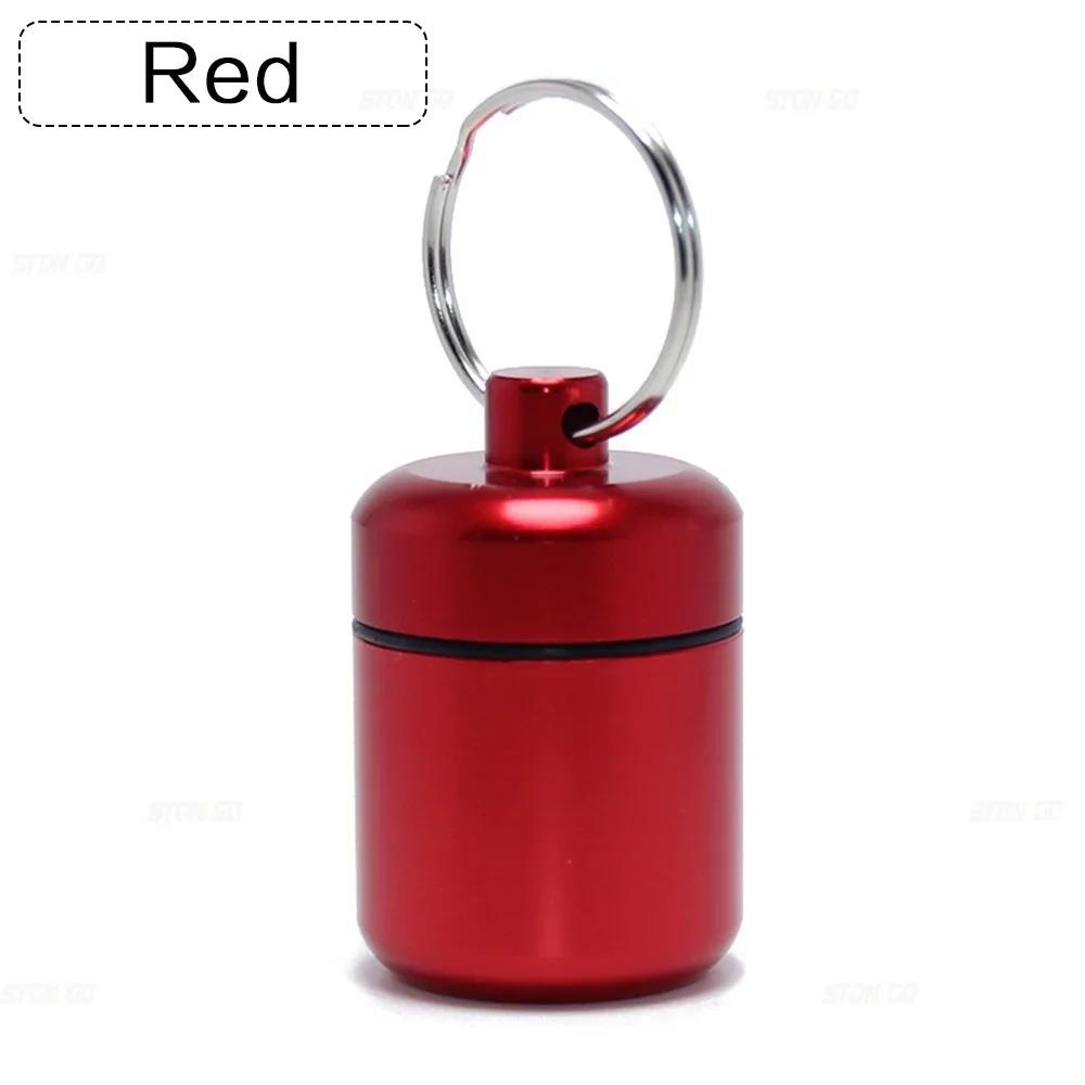 Aluminum Pill Keychain Holder Small Pill Box Waterproof Organizer Stonego Portable Pill Holder Keychain красный