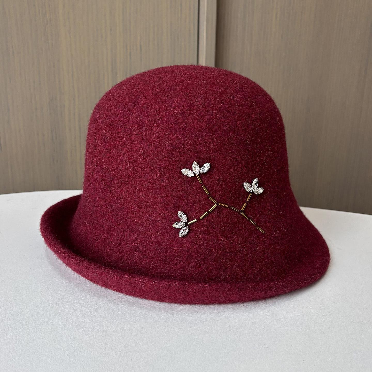 

Women S Woolen Hat, Crimped Knitted Bucket Hat, Short Brim To Modify Face Shape Temperament, Thickened Thermal Basin Hat One size fits all бордовый
