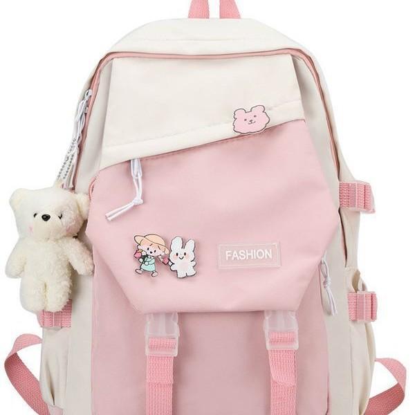 Schoolbag Contrasting Color Versatile Japanese Students Large Capacity School Bag College Style Leisure Backpack Tooling Wind Backpack Wholesale