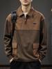 Men's Autumn Retro Lapel Hoodie - Trendy Loose-Fit Casual Knit Top, Long Sleeve Polo Style.