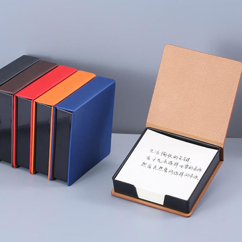 Sticky Note Box With Notepads Pu Leather Memo Pad Dispenser Desktop Supplies For Students Office Worker