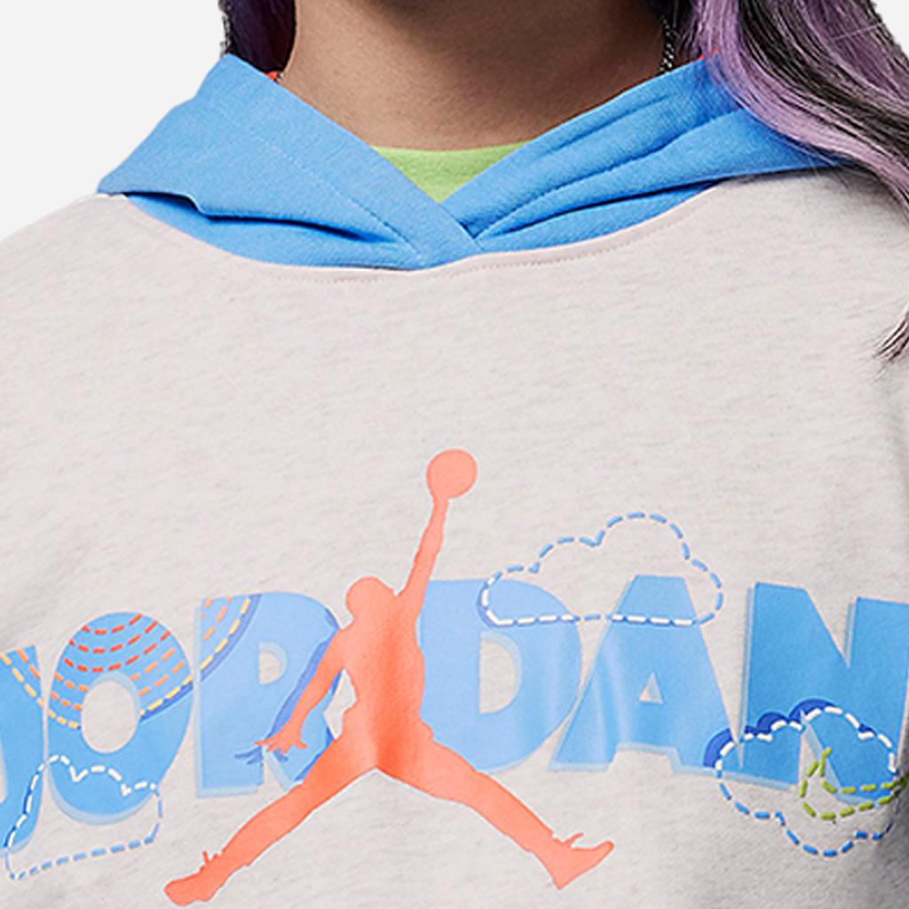 Jordan Backyard Adventure Boxy Logo Print Hoodie Kids Tops Pale-Ivory DZ9881-110