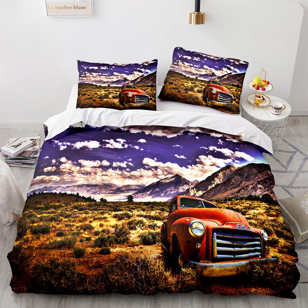 

Retro Car Old Car Duvet Cover Set 3D Print King Queen Size Comforter Cover With Pillowcases For Kids Teens Polyester Bedding Set EU single(135x200cm)