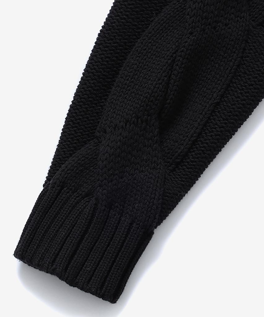 NOIRER FOR WOMAN Heavy Multi-Cable Sweater (Black)