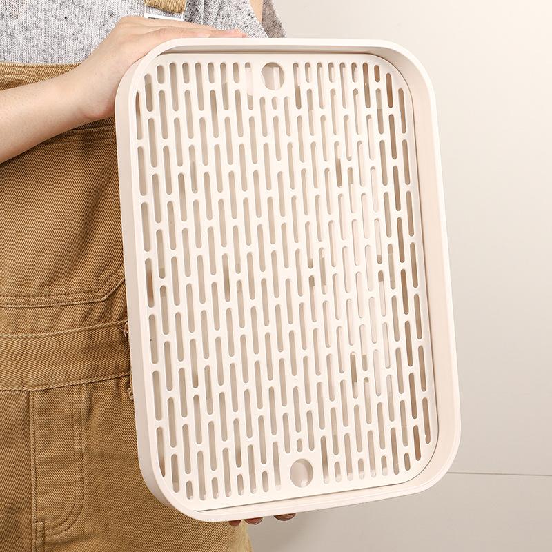 1pc Drain Tray Creative Filter Double Layer Non Slip Water Control Kitchen Cup Tableware Tea Tray Plastic Storage Box Household