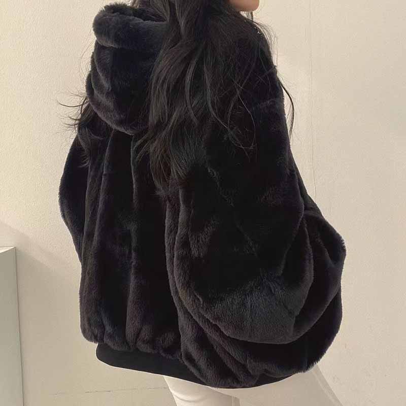 Two-Sided Wear Fleece Warm Jacket Women Autumn Winter Zipper Hooded Parkas Coat Female Loose Thick Thermal Outwear