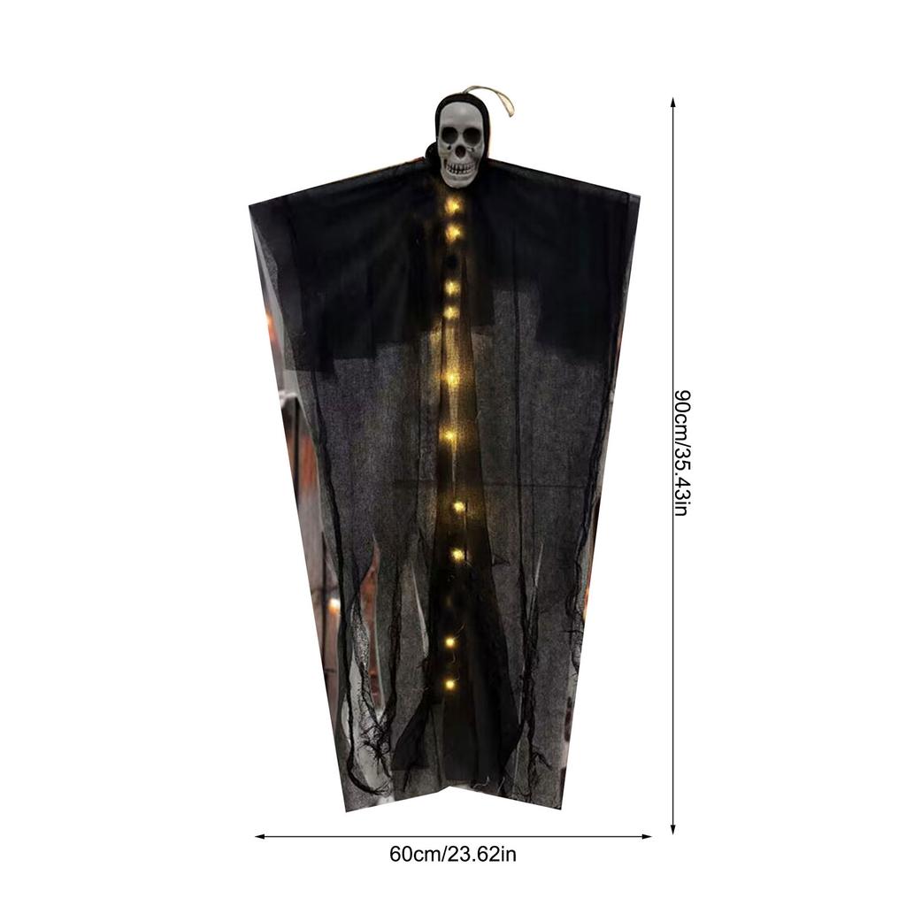 Svítící lebka Halloweenská dekorace s automatickými LED světly pro strašidelnou vnitřní venkovní párty výzdobu