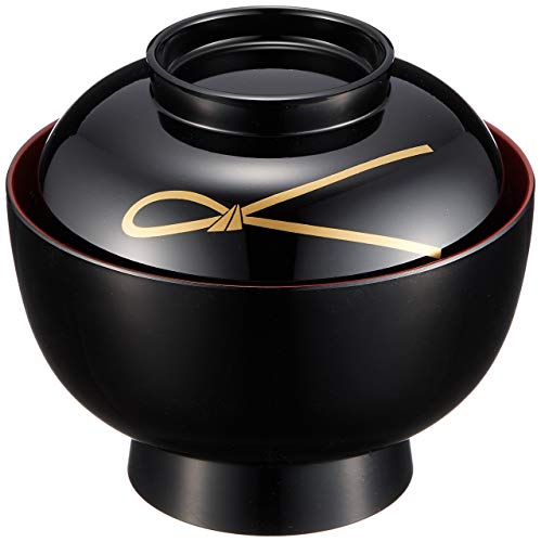 Maeju Lacquerware Zoni Bowl, Black with Red Interior, Traditional Yamanaka Lacquer, 450ml, Made in Japan, Product Number: 3T-420