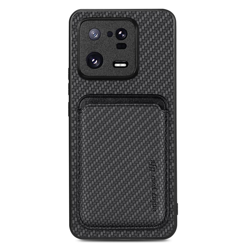 For Xiaomi 13 Pro 5G Detachable Card Holder Carbon Fiber Texture Phone Cover PU Leather+TPU+PC Phone Case