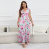 Letnia damska sukienka halterowa Plus Size Sukienki z elastycznym pasem Długie sukienki z nadrukiem Halter