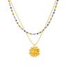 Gold Plated Stainless Steel Layered Rainbow Beaded Sunflower Pendant Necklace for Women