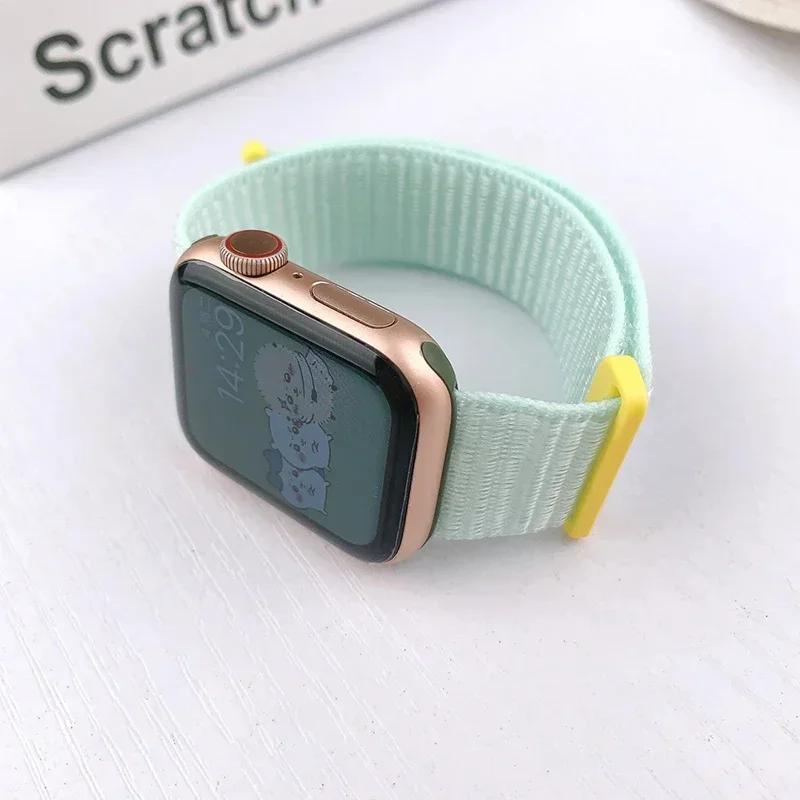 Laço de Nylon para Pulseira Apple Watch 46mm 45mm 44mm 49mm 46mm 40mm 41mm 38mm 42mm Correa Pulseira iWatch Série 6 Se 7 8 9 10 11 ultra1/2/3 pulseira