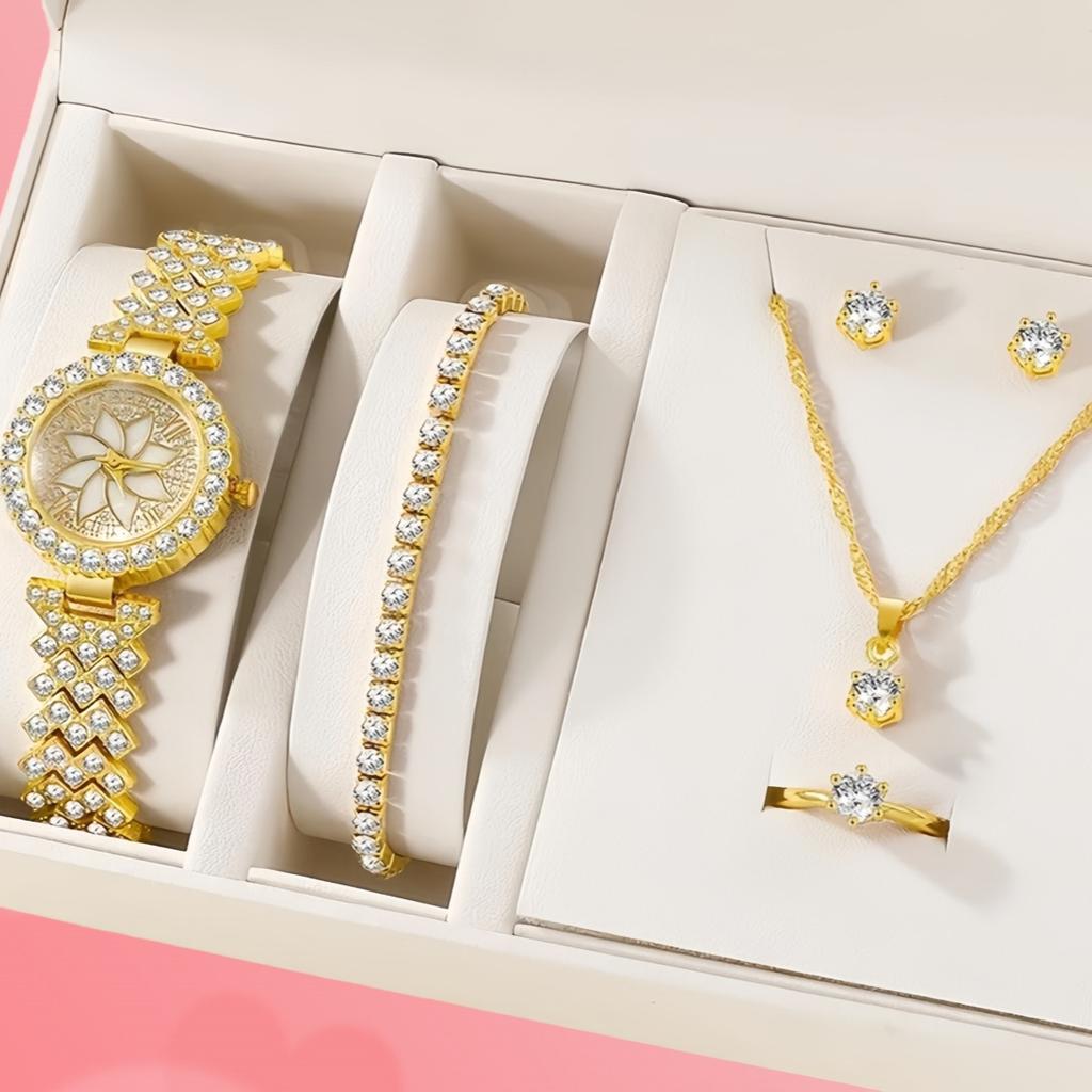 5 stk Klokkesett Dame Diamantbesatt Allsidig Åtte-klo Diamantring Smykker Damesett