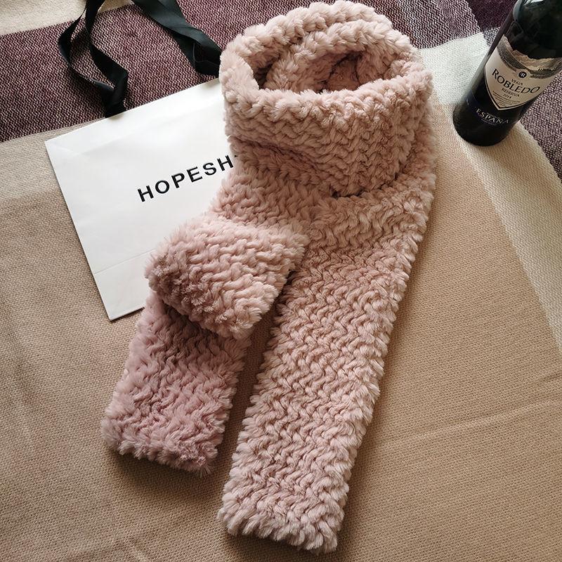 Schal Imitation Rexkaninchenfell Doppelseitig Verdickt Paarschal Damen Herbst und Winter Einfarbig Warm Langer Vielseitiger Schal