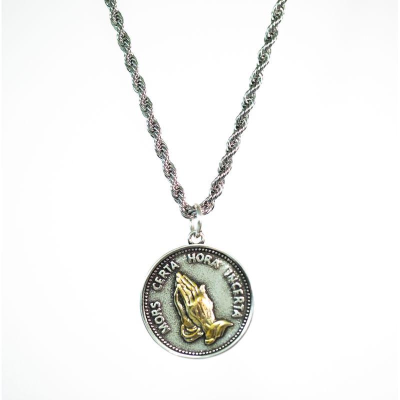 Praying Hands Original Fashion Style Necklace Retro Hip Hop Cool Men s Trendy Stylish Distressed Niche Style Simple Pendant Praying Hands Necklace 50cm