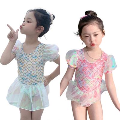 1-5 Years Baby Girls Romper Swimsuit Fish Scale Pattern Beachwear Princess Dress