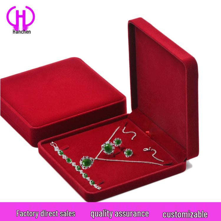 Flocked Jewelry Box for Necklace, Rings, Bracelets & Earrings - 4-Piece Set