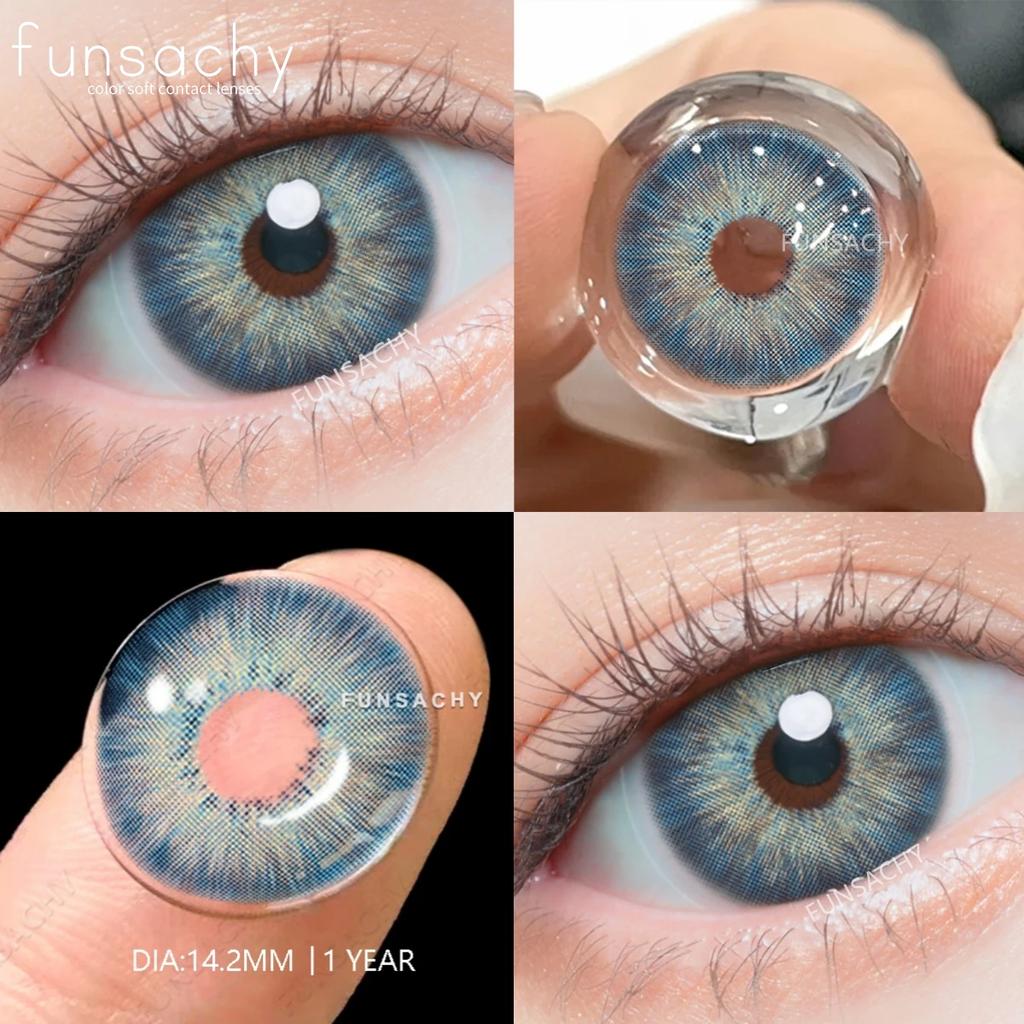 FUNSACHY 2 st Nya Färgglada Kontaktlinser för Ögon Koreansk Stil Mode Linser Y2k Blå Ögonlinser Colorcon Årlig Grå Ögonlins