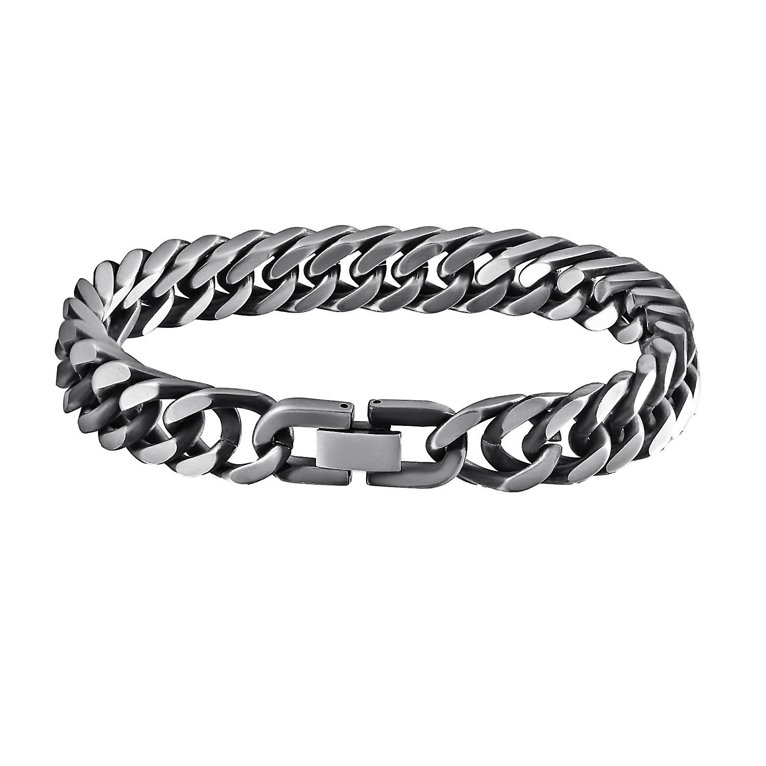 Stainless Steel Bracelet, Old Double-woven Men s Six-sided Ground Titanium Steel Bracelet, Domineering Hip-hop Punk Men s Bracelet. 10.5mm
