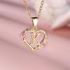 1 Pc Golden Color 26 English Letter Heart Necklace Rose Flower Pendant Wedding Band Jewelry Valentine's Day Gift