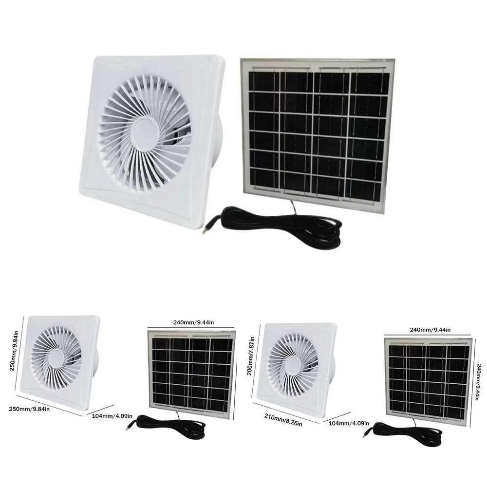 Round Boosted Impeller Fan White Solar Exhaust Fan Durable Solar Panel Fan  Cooling