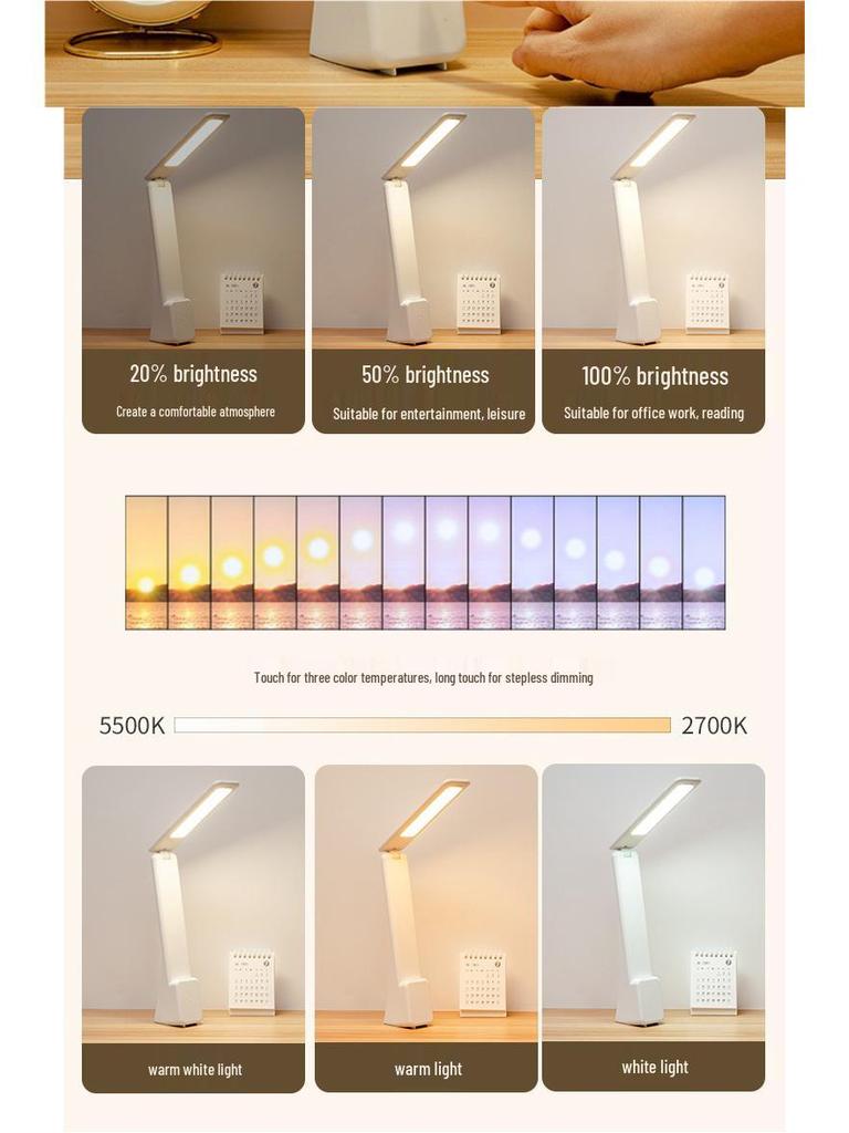 Portable Folding Table Lamp with Eye Protection and Long Battery Life, Ideal for Student Dorms and Study Rooms