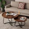 Walnut Minimalist Round Side Table – Italian Luxury Coffee Table for Living Room