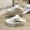 Lazy Bag Hoofd Halve Pantoffels Dames Dragen Canvas Schoenen Buiten Lente, Een Pedaal Dikke Zool Muffin Muller Schoenen