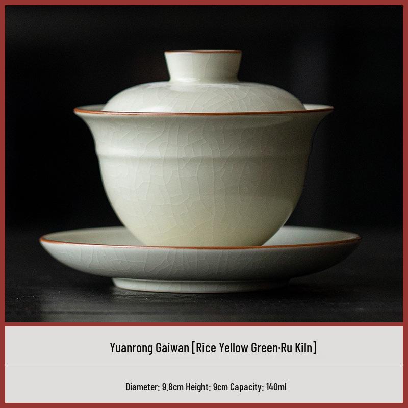 Crystalline Glaze Sancai Gaiwan Tea Set - Elegant Lady Teapot and Single Teacup 140ml