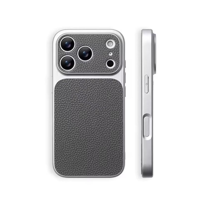 Luxury Lychee Texture Leather Matte Hard Case For iPhone 17 Pro Max 16 15 14 13 12 11 Pro Max Full Lens Protection Back Cover Shell